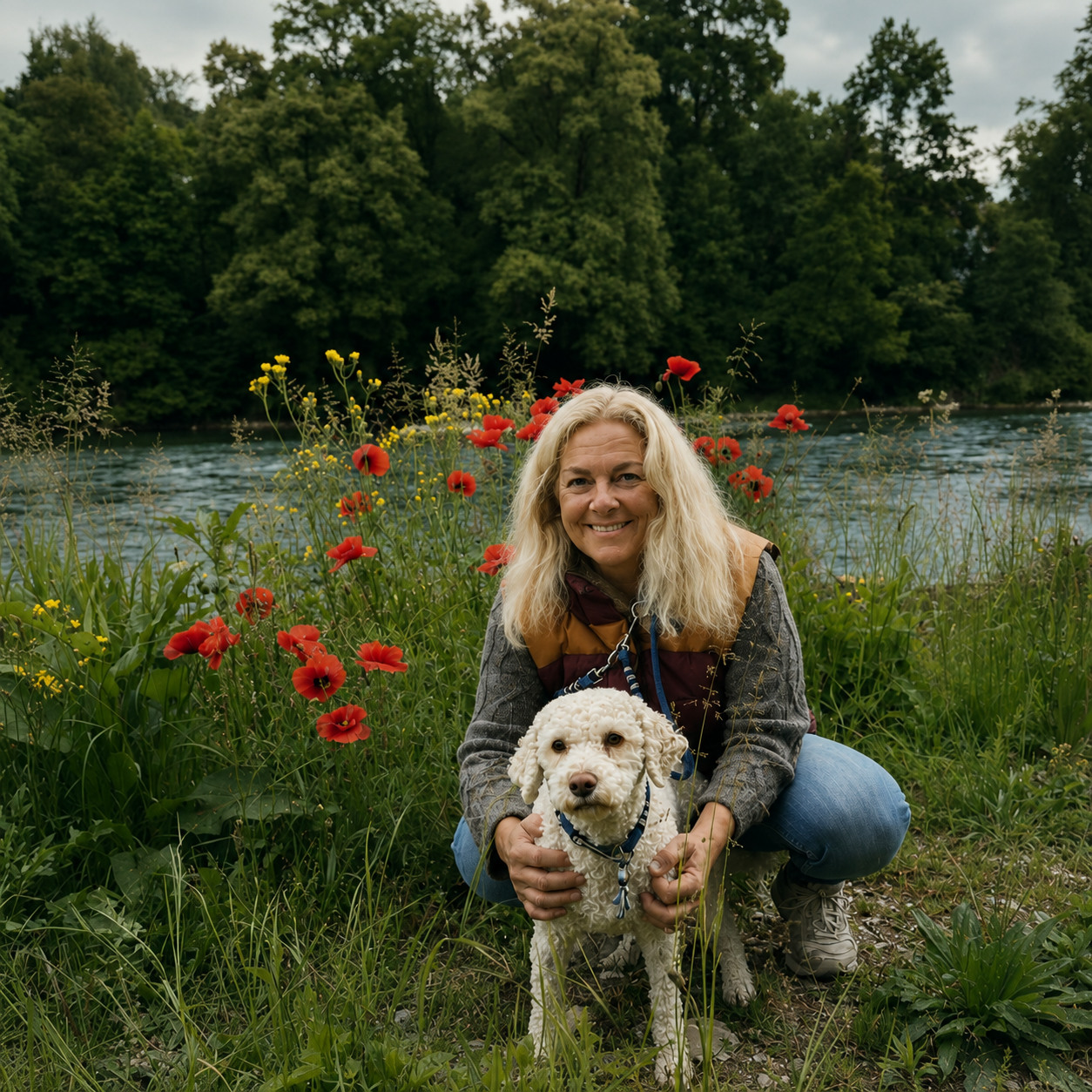 Britta mit Bounty an der Limmat